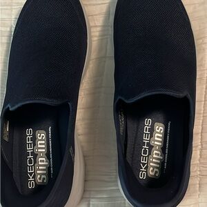 Skechers Men's Navy Slip-Ons with White Soles